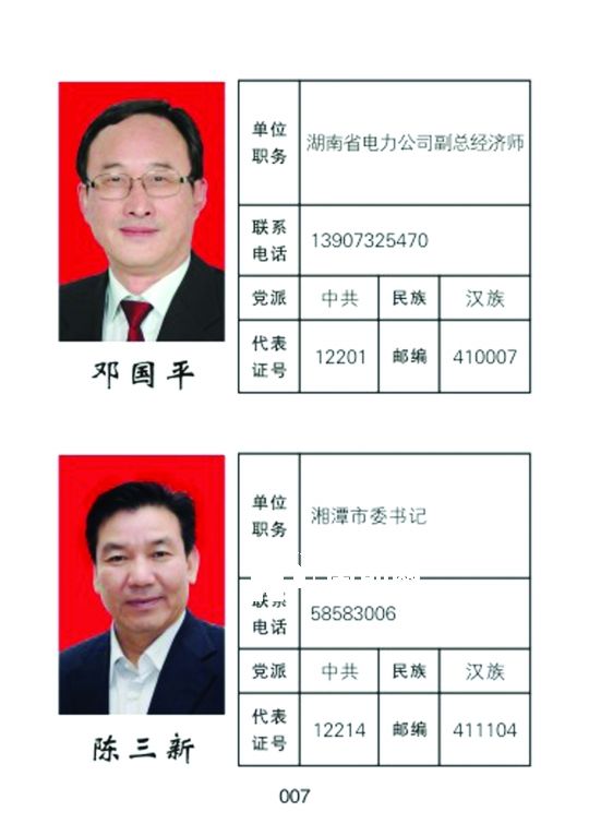 湘潭市人大常委會官網公開的湖南省委書記徐守盛和湘潭市委書記陳三新的信息。兩人均為湘潭選出的湖南省人大代表，陳三新同時是湘潭市人大代表。</p><p>