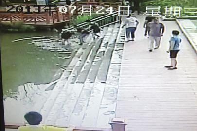 救人現(xiàn)場的視頻截圖。（監(jiān)控截圖）