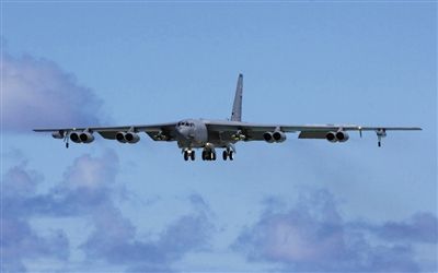 美軍B-52戰(zhàn)略轟炸機(jī)。其為韓三大核保護(hù)傘之一。
