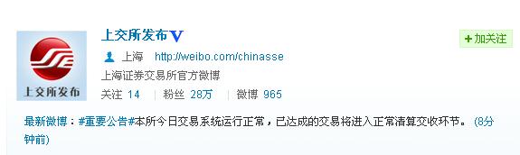 上交所回應(yīng)：今日達成交易將進入正常清算交收環(huán)節(jié)