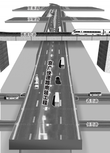 在與南四環(huán)交叉口設(shè)置全互通立交，跨越豫一路、中州大道后和繞城高速銜接，在中州大道和繞城高速建設(shè)組合立