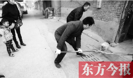 12月3日，鄭州市隴海路。執(zhí)法人員對一只“辦了證卻不系繩”的狗進行捕捉