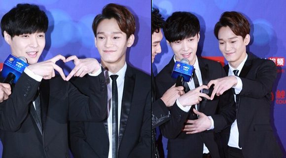 EXO成員張藝興和金鐘大作為代表上臺領獎，最受歡迎組合獎也是實至名歸。