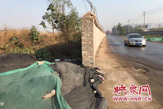 一墻之隔，一邊是道路，一邊是垃圾和荒草，市民質(zhì)疑其為遮羞墻。
