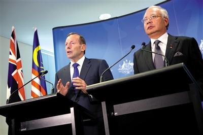 3日，澳大利亞珀斯城區(qū)，澳大利亞和馬來(lái)西亞兩國(guó)總理舉行聯(lián)合發(fā)布會(huì)。