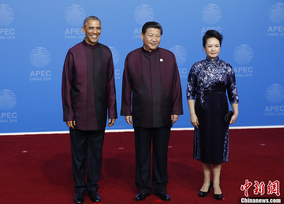 圖為習近平夫婦歡迎美國總統(tǒng)奧巴馬。中新社發(fā) 杜洋 攝