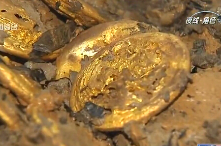 西漢海昏候墓出圖金餅187枚